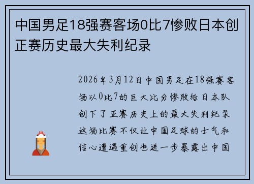 中国男足18强赛客场0比7惨败日本创正赛历史最大失利纪录 中国男足18强赛客场0比7惨败日本创正赛历史最大失利纪录